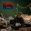 Stranger Things - Two Worlds Wandbild mit Licht