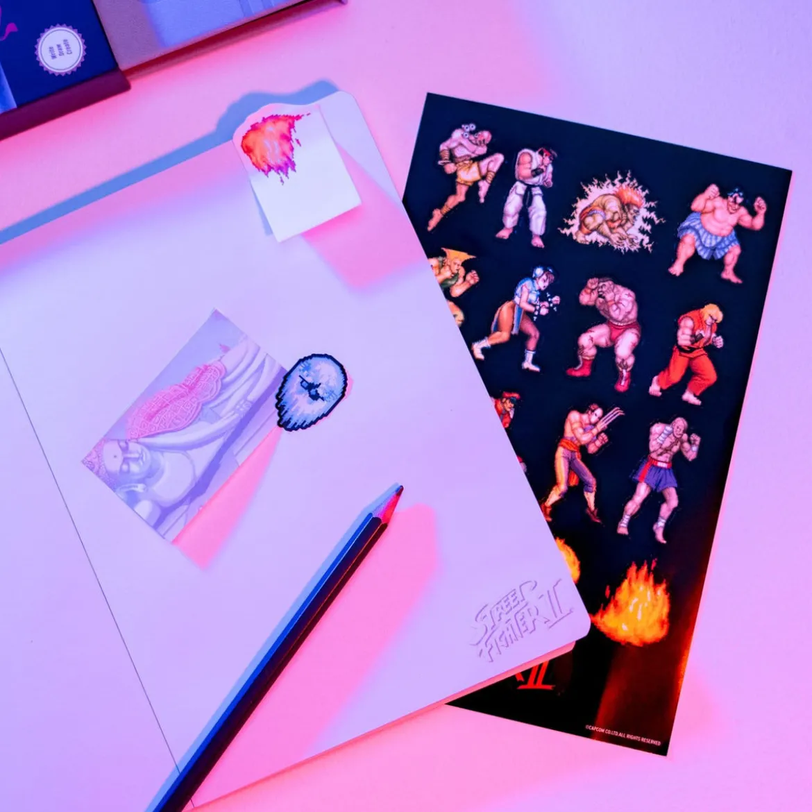 Street Fighter Premium Notizbuch mit Haftnotizen und Hülle A5