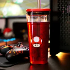 Super Mario - Super Pilz Becher mit Strohhalm