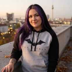 The Batman - Logo Baseball Hoodie grau-schwarz