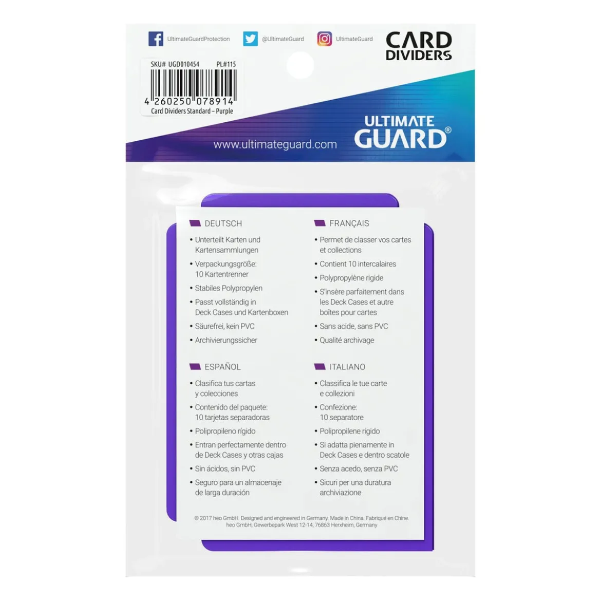 Ultimate Guard Card Dividers Standard Size (10) - Purple
