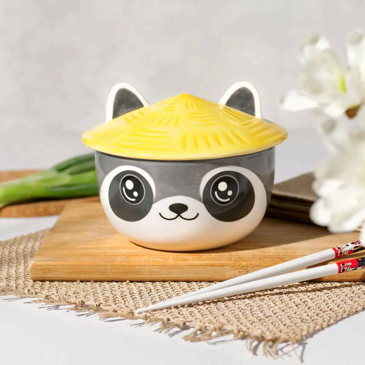 Waschbär Kawaii Schale mit Deckel für Anime Fans