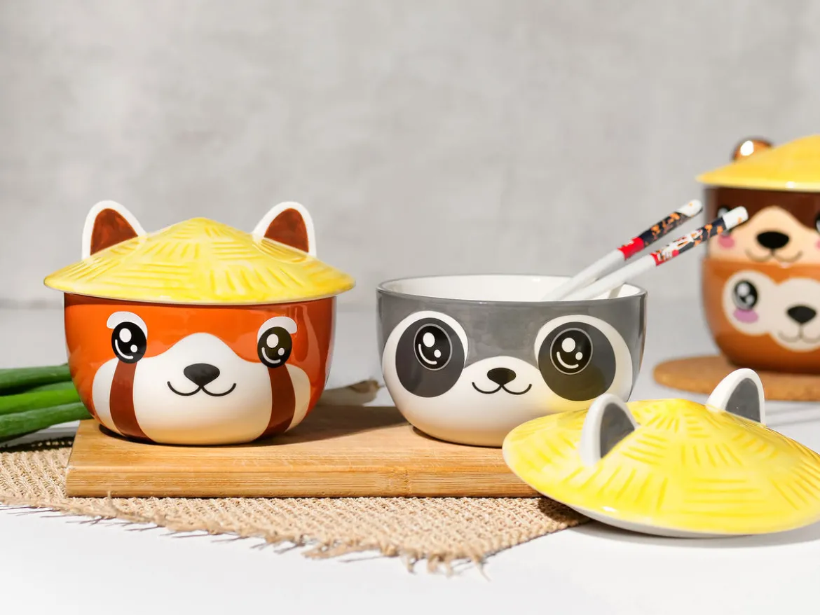 Waschbär Kawaii Schale mit Deckel für Anime Fans