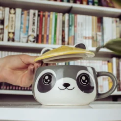 Waschbär Kawaii Tasse mit Deckel für Anime Fans