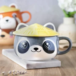 Waschbär Kawaii Tasse mit Deckel für Anime Fans