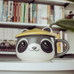 Waschbär Kawaii Tasse mit Deckel für Anime Fans