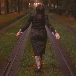 Wednesday Addams Kostüm Kleid Damen schwarz