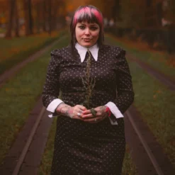 Wednesday Addams Kostüm Kleid Damen schwarz