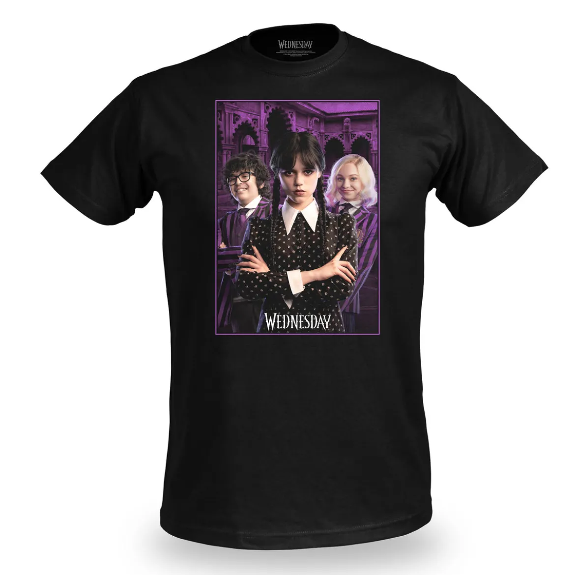 Wednesday mit Enid und Eugene Collage T-Shirt schwarz