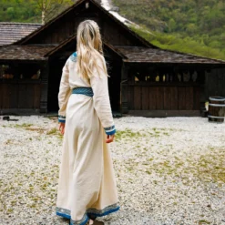 Wikinger Kleid Lagertha beige-blau