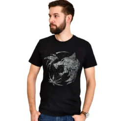 Wolf Emblem T-Shirt für Witcher Fans schwarz
