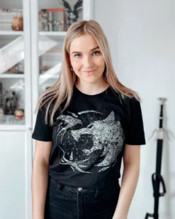 Wolf Emblem T-Shirt für Witcher Fans schwarz