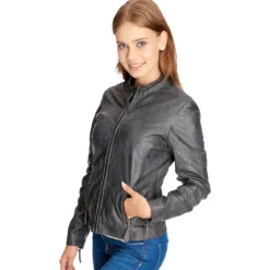 Wonder Woman - Logo Lederjacke grau
